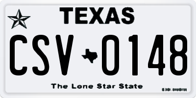 TX license plate CSV0148