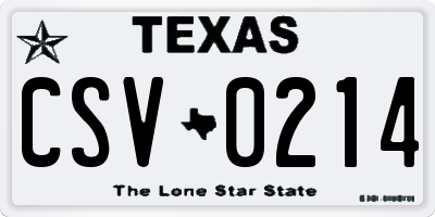 TX license plate CSV0214
