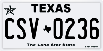 TX license plate CSV0236