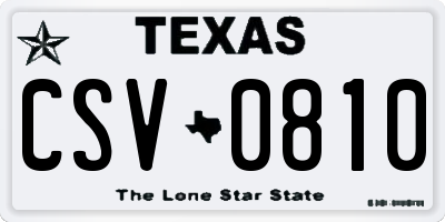 TX license plate CSV0810
