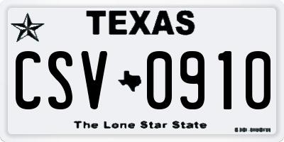 TX license plate CSV0910