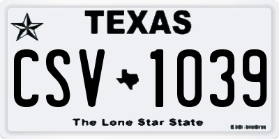 TX license plate CSV1039