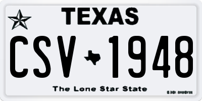 TX license plate CSV1948