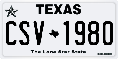 TX license plate CSV1980
