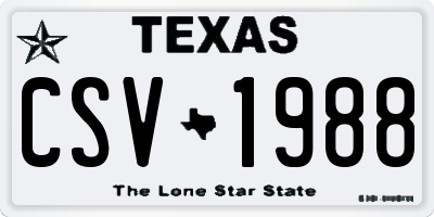TX license plate CSV1988