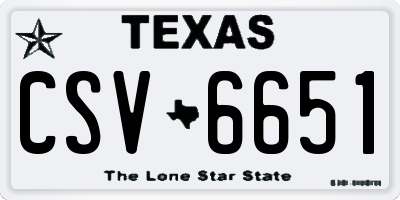 TX license plate CSV6651