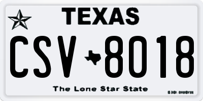 TX license plate CSV8018