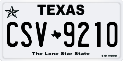 TX license plate CSV9210