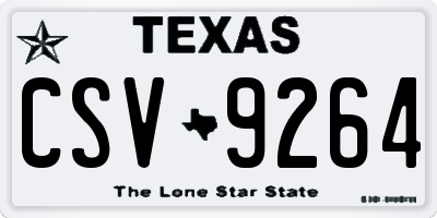 TX license plate CSV9264