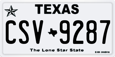 TX license plate CSV9287