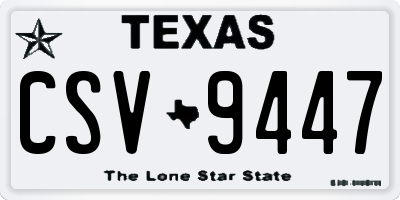 TX license plate CSV9447