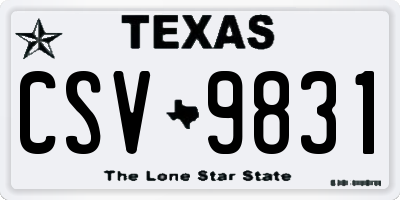 TX license plate CSV9831