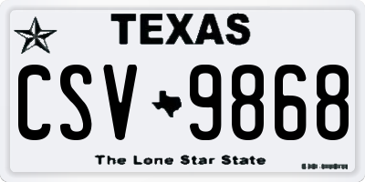 TX license plate CSV9868