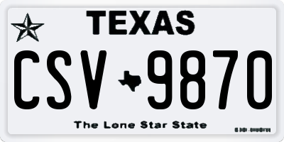 TX license plate CSV9870