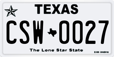 TX license plate CSW0027