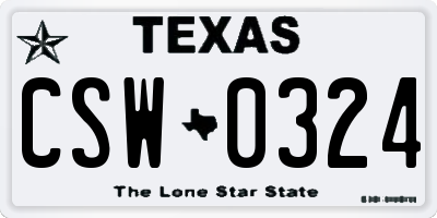 TX license plate CSW0324