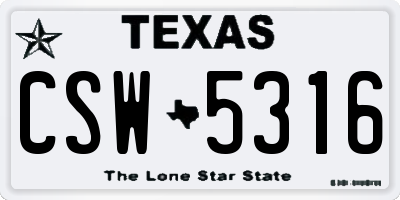 TX license plate CSW5316