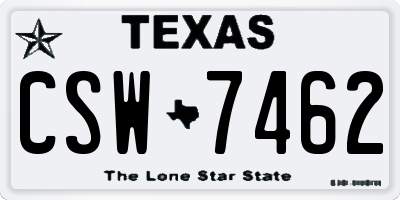 TX license plate CSW7462