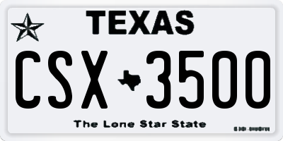 TX license plate CSX3500