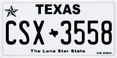 TX license plate CSX3558