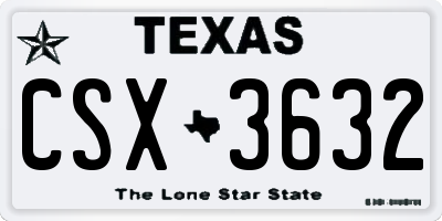 TX license plate CSX3632