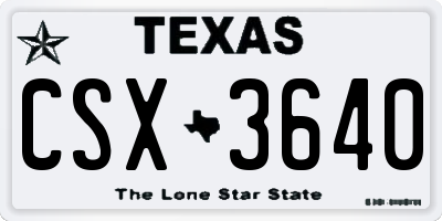 TX license plate CSX3640