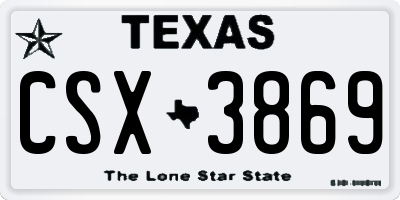 TX license plate CSX3869