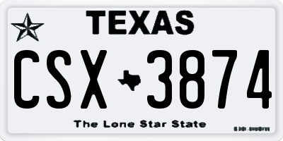 TX license plate CSX3874