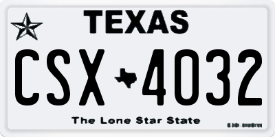 TX license plate CSX4032