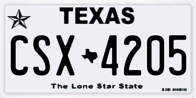 TX license plate CSX4205