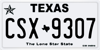 TX license plate CSX9307