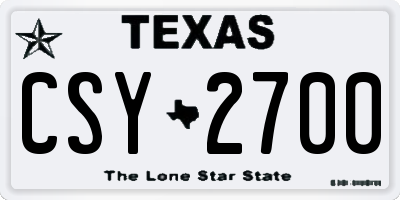 TX license plate CSY2700
