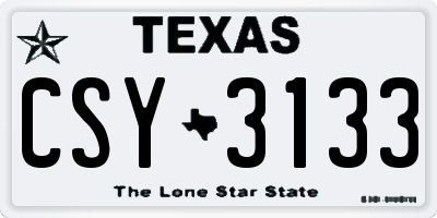 TX license plate CSY3133
