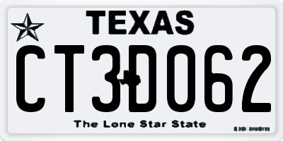 TX license plate CT3D062