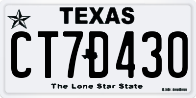 TX license plate CT7D430