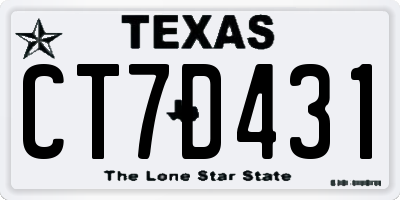 TX license plate CT7D431