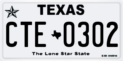 TX license plate CTE0302