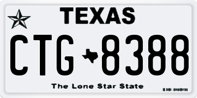 TX license plate CTG8388