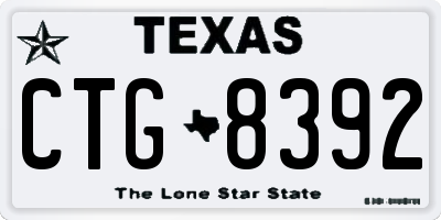TX license plate CTG8392