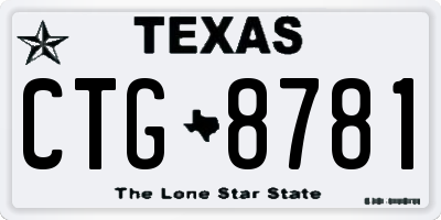 TX license plate CTG8781