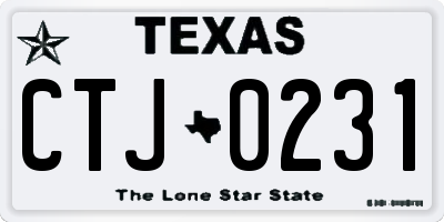 TX license plate CTJ0231