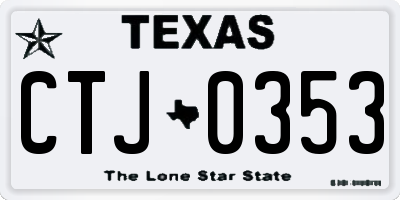 TX license plate CTJ0353