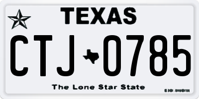 TX license plate CTJ0785