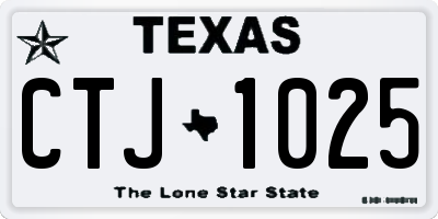 TX license plate CTJ1025