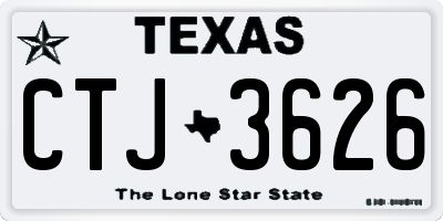 TX license plate CTJ3626