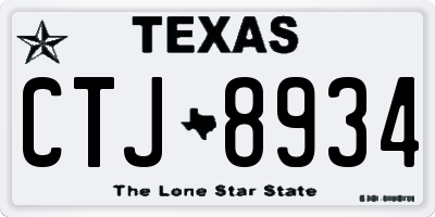 TX license plate CTJ8934