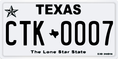 TX license plate CTK0007