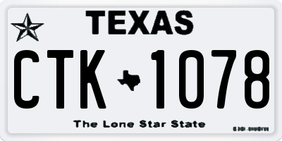 TX license plate CTK1078