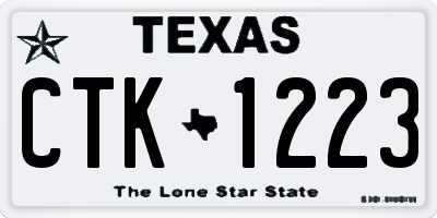 TX license plate CTK1223