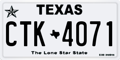 TX license plate CTK4071